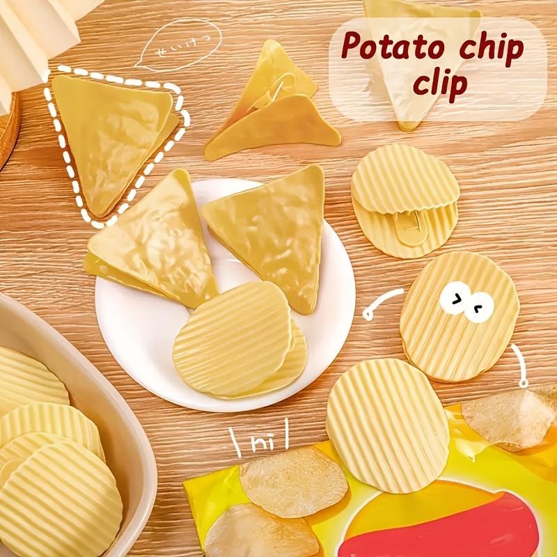 10 Stück Lustige Kartoffelchip-Klammern - Niedliche Lebensmittelbeutel-Clips für Snacks, Müsli, Kekse (10 Runden + 10 Dreiecke) - Neuartige Küchenklammer mit sicherem Verschluss