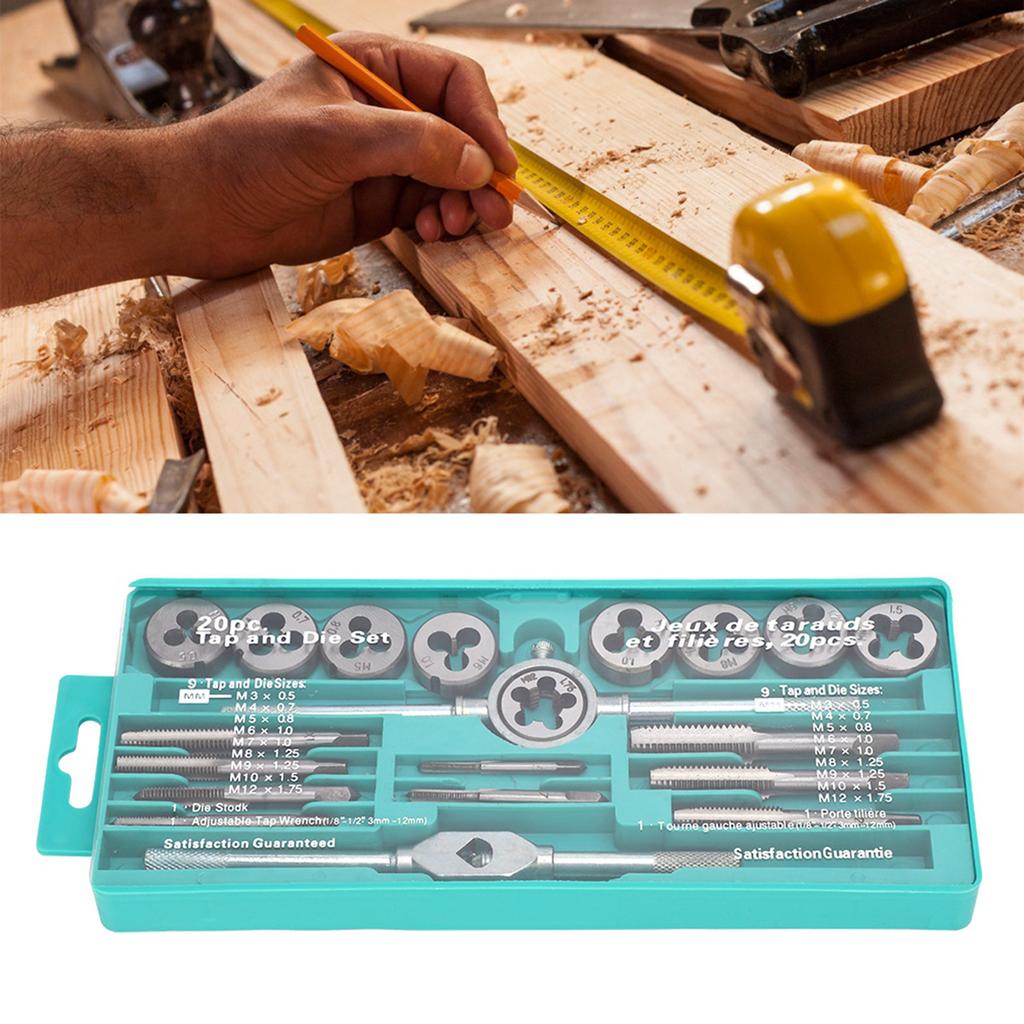 20pcs Metric Thread Tap Die Set Alloy Portable High Hardness Tap Die Hand Tools Set