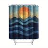 1 X Sunset Wave Shower Curtain, Polyester Waterproof Fabric, Cartoon Animal Print, No Drilling Required Bathroom Partition