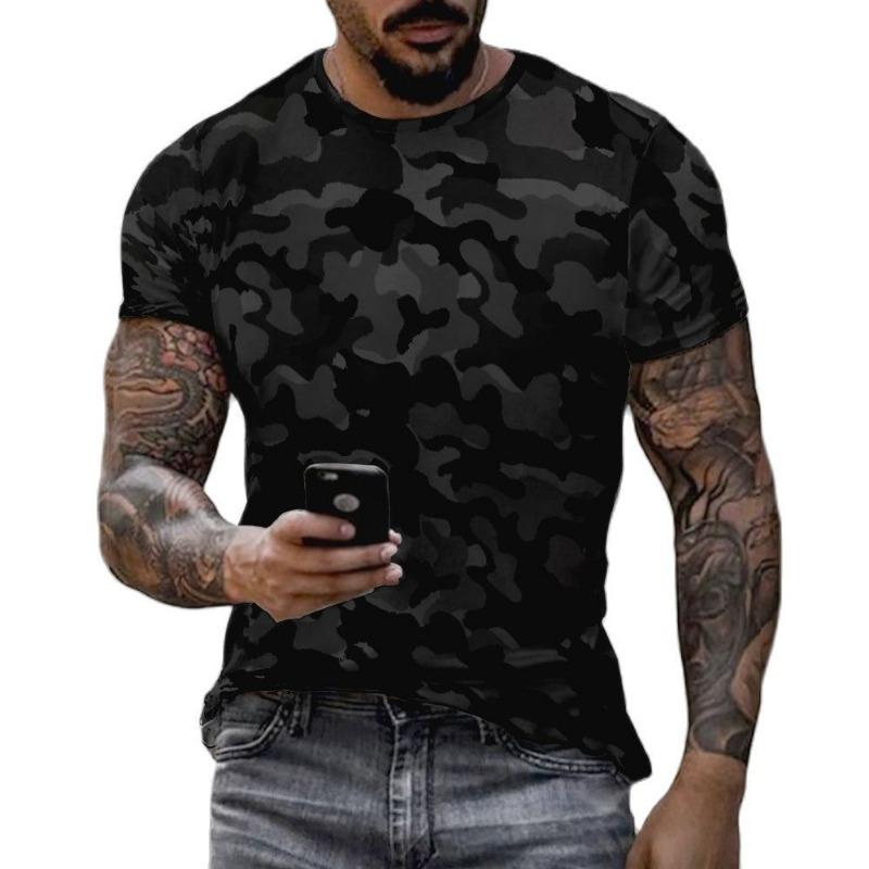 Summer Retro Men's T-shirt Trend Street Personality Tough Guy Sports Short Sleeved O-neck Wide Shirt