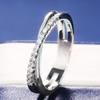 Huitan Classic Simple X Shape Cross Women Ring Luxury CZ Stone Mix Metal Color High Quality Wedding Ring Daily Versatile Design