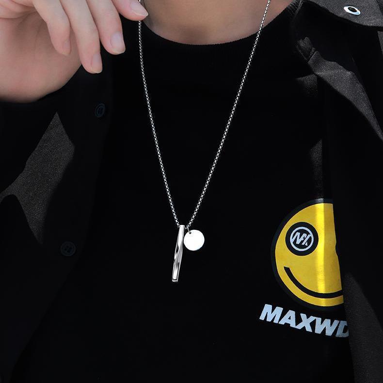 Minimalist Spiral Pendant Necklace: Stainless Steel & Titanium Punk Design for Men