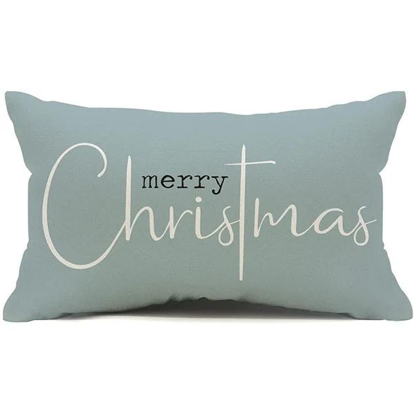 New Christmas Style Simple Letter Double-sided Printed Linen Pillow for Home Decoration, Sofa Waist Pillowcase