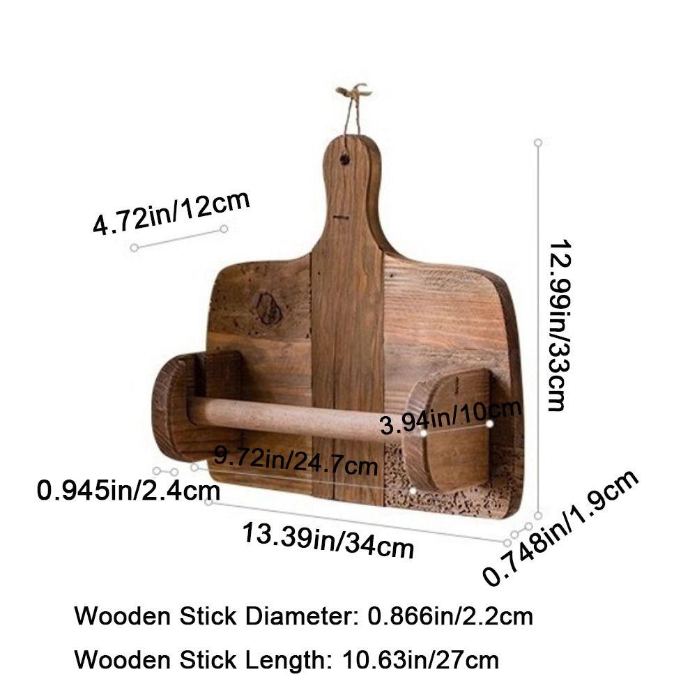 Natural Wood Roll Paper Holder Cutting Board Shape Wall Mounted Toilet Paper Holder Vintage Rustic Paper Towel Holder Bathroom