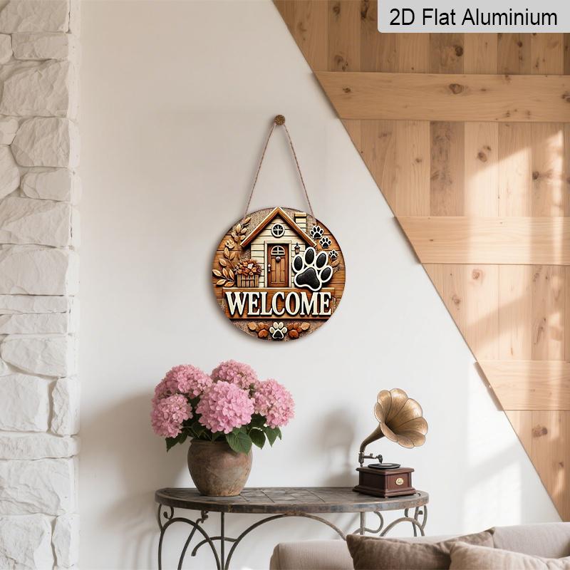 2D Flach 1 Stück Aluminium Dekorationsartikel Pfotenabdruck-Stil Wandbehang 7,87 Zoll × 7,87 Zoll Ideal für Gärten, Bauernhäuser, Straßen, Geschäfte, Bars