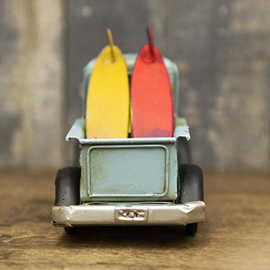 Vintage Miniature Surf Truck Tin Object, 10.5cm High X 17cm Long X 7cm Deep, 0410A-7138, Interior, Car, Automotive, Retro, Interior, American Goods