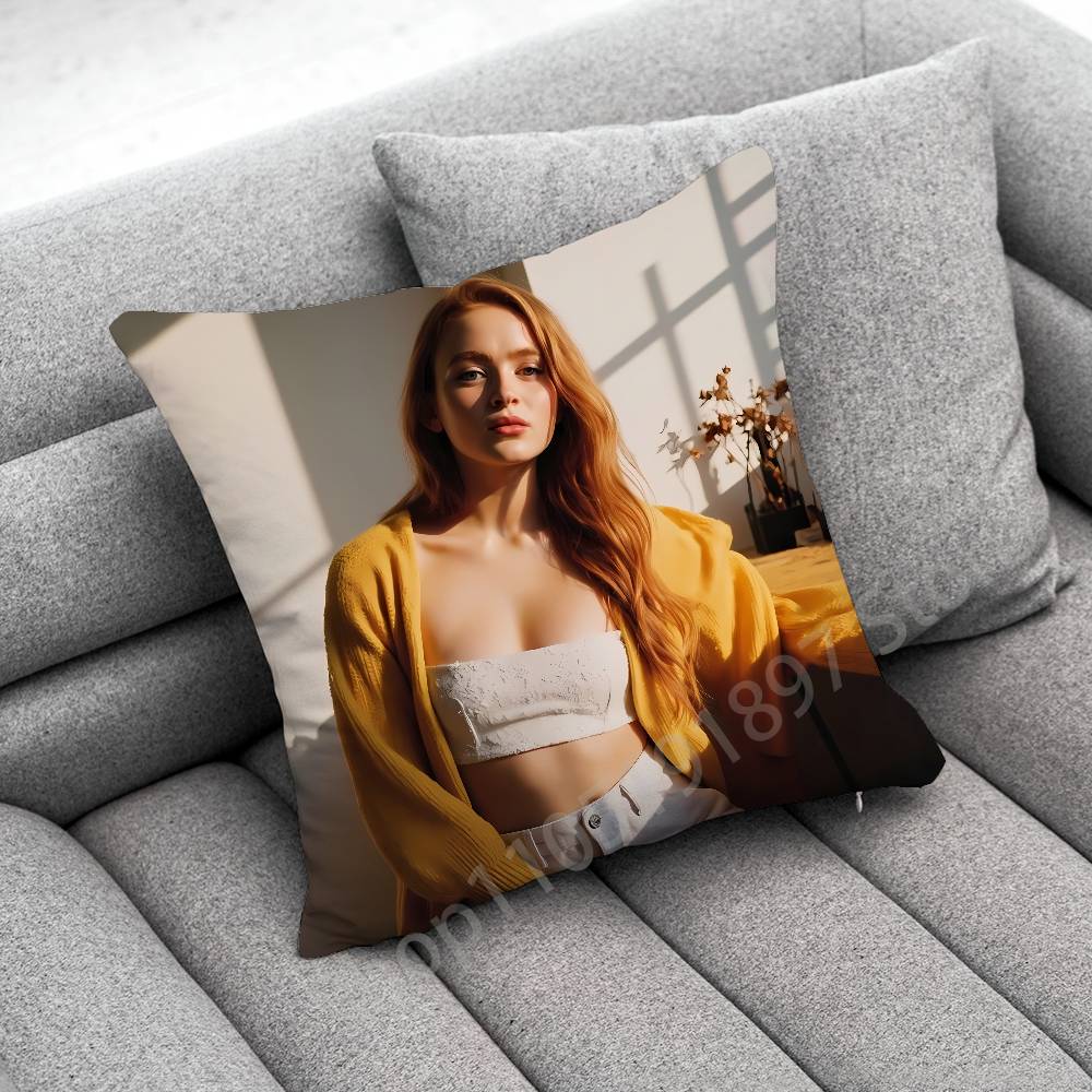 American Actress S-Sadie Sink Throw Pillow Case For 45*45cm 40cm 30cm 50cm 55cm Square Home Pillowcase Case