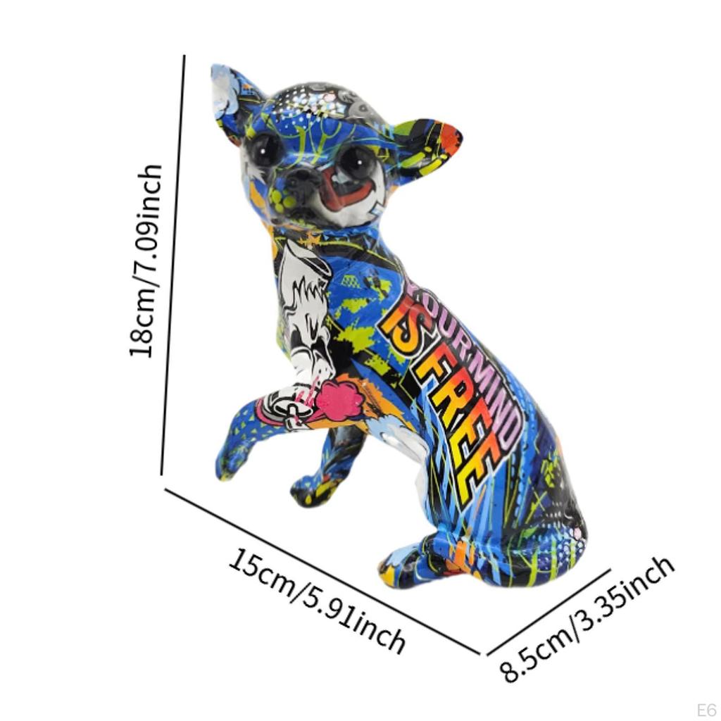 Animal Figurine Chihuahua Pup Ornament Decor Souvenirs Gifts Desktop Graffiti Dog Sculpture