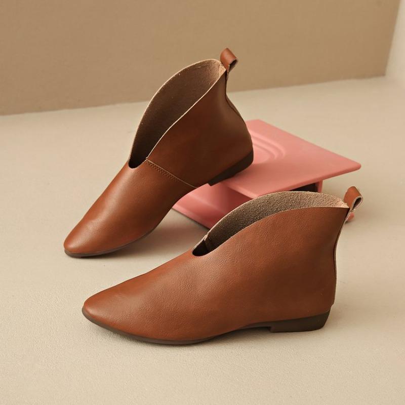 Shoes Female 2025 Plus Size Ankle Women's Boots Retro Modern Boots Women Sewing Pointed Toe Slip on Low Heel Outdoor Shoes Women