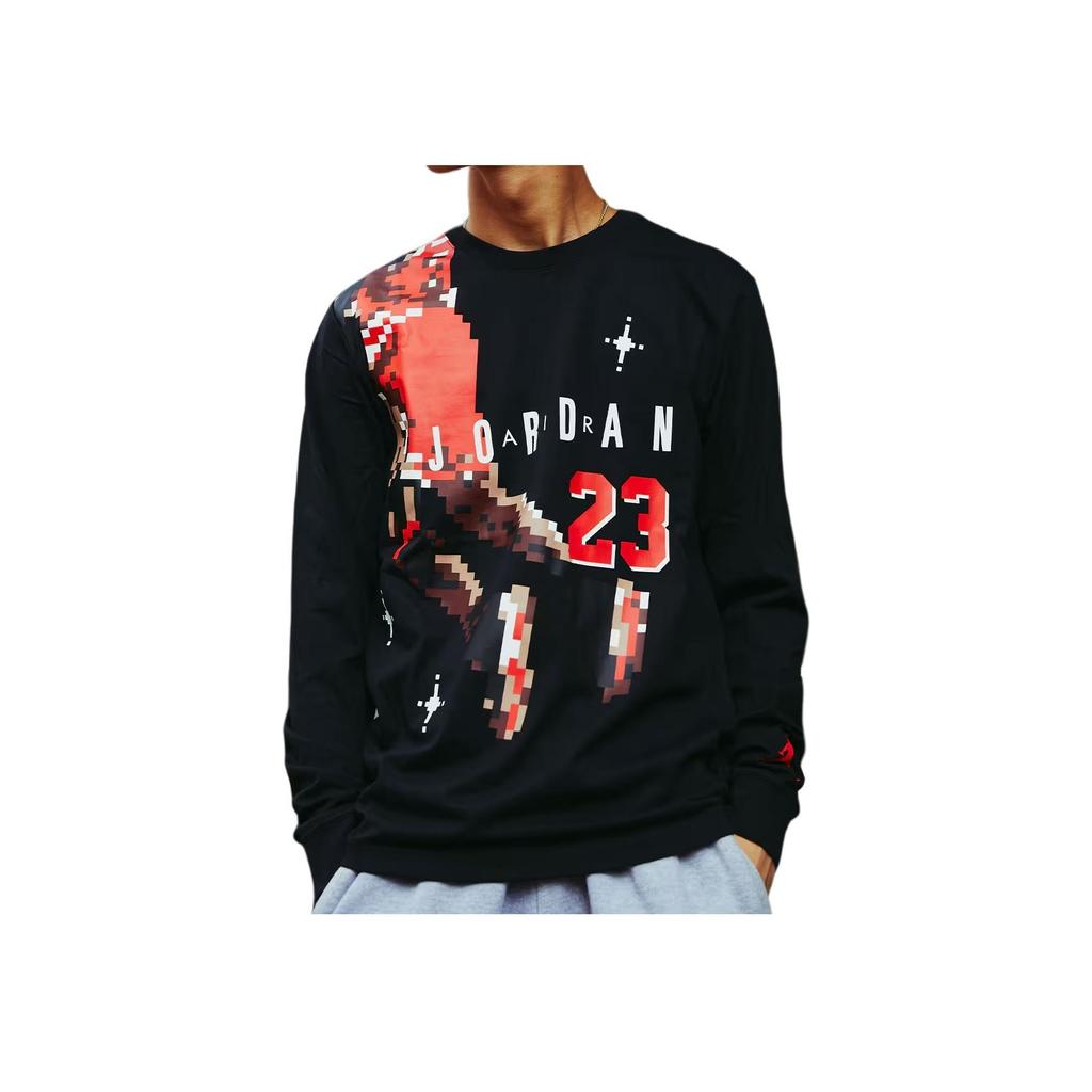 Jordan Holiday Casual Sports Crew Neck Letter Print Long Sleeve T-Shirt Men Tops Black DC9794-010