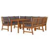 7 Piece Garden Dining Set with Cushions Solid Acacia Wood