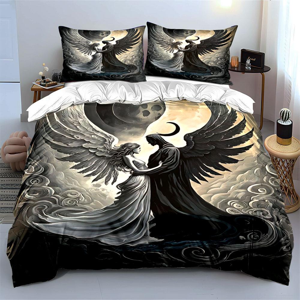 Angels with contrasting wings. Bedding sets Duvet cover sets Duvet covers Pillowcases(1* Duvet Cover 2* Pillowcases without duvet insert)