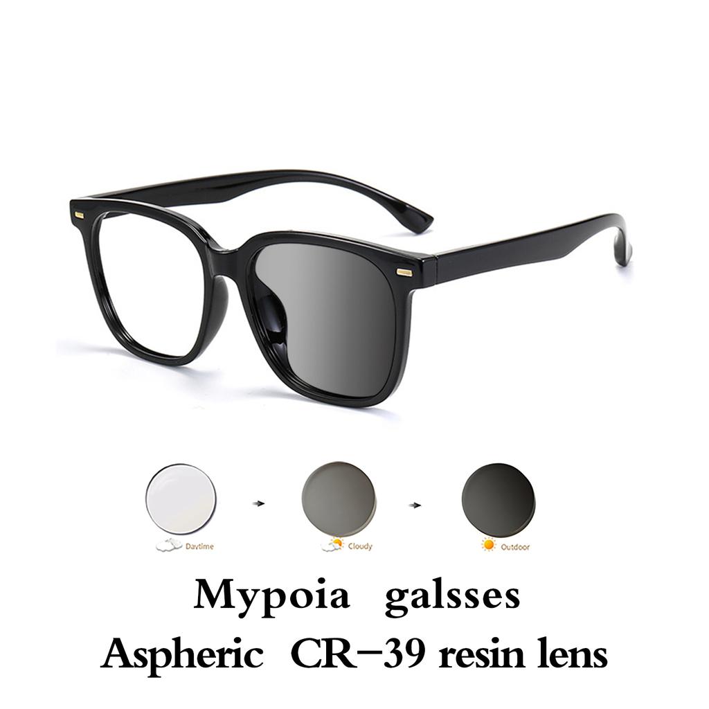 Men Women Ultralight Photochromic Glasses TR90 Frame Myopia Eyewear Vintage Color Changing Sunglasses 0To -6 0