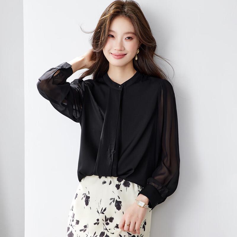 Srcr 19 Momme Double Georgette Silk Long-Sleeve Shirt