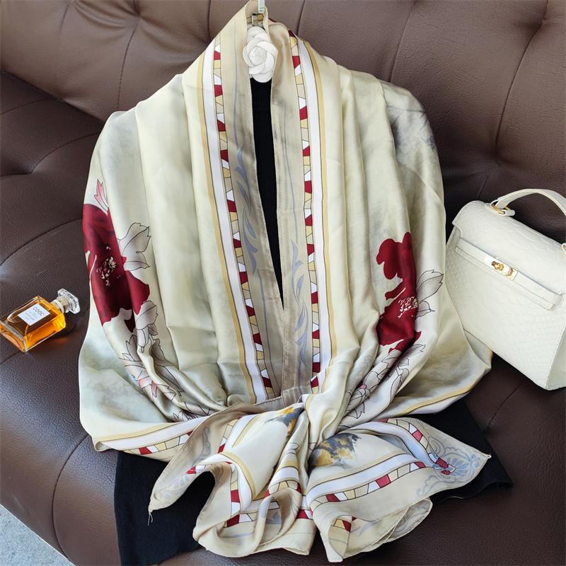 180*90cm muffler fashion Luxury Brand Scarf Women New Style Fashion Color Matching Print Silk Lady Popular Headcloth Beach Shawl
