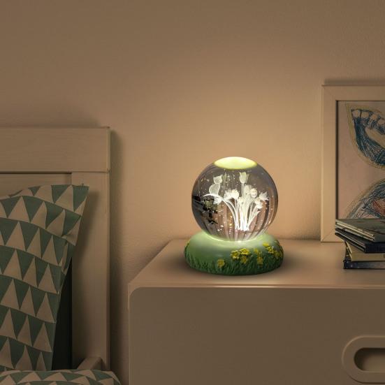 Flower Faux Crystal Ball Night Light 3D Rose Tulip Carnation