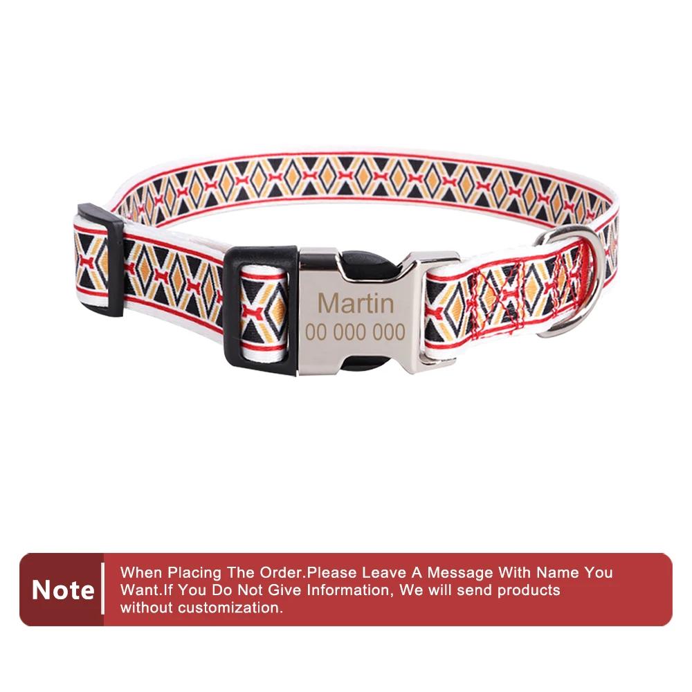 Classic Custom Dog Collar Metal Buckle Dogs Nameplate Collar Free Engrave Personalized Pet Collars Adjustable for Small Medium Large Dog