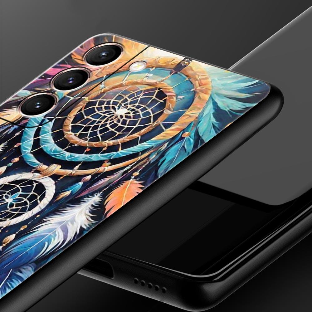 Cute Mandala Dreamcatcher Phone Case For Samsung Galaxy S26 Ultra S25 Plus S24 FE S23 S22 5G S21 S20 Cover Black Soft