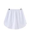 Korean Style Midi Skirt with White Trim Fake Shirt Hem, Twill Base