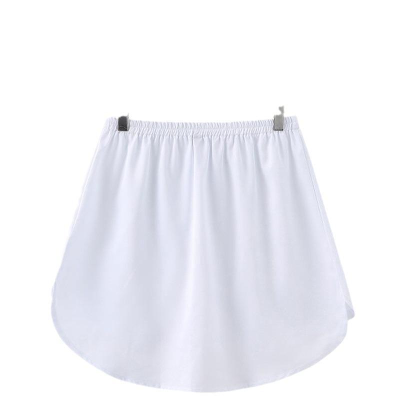 Korean Style Midi Skirt with White Trim Fake Shirt Hem, Twill Base