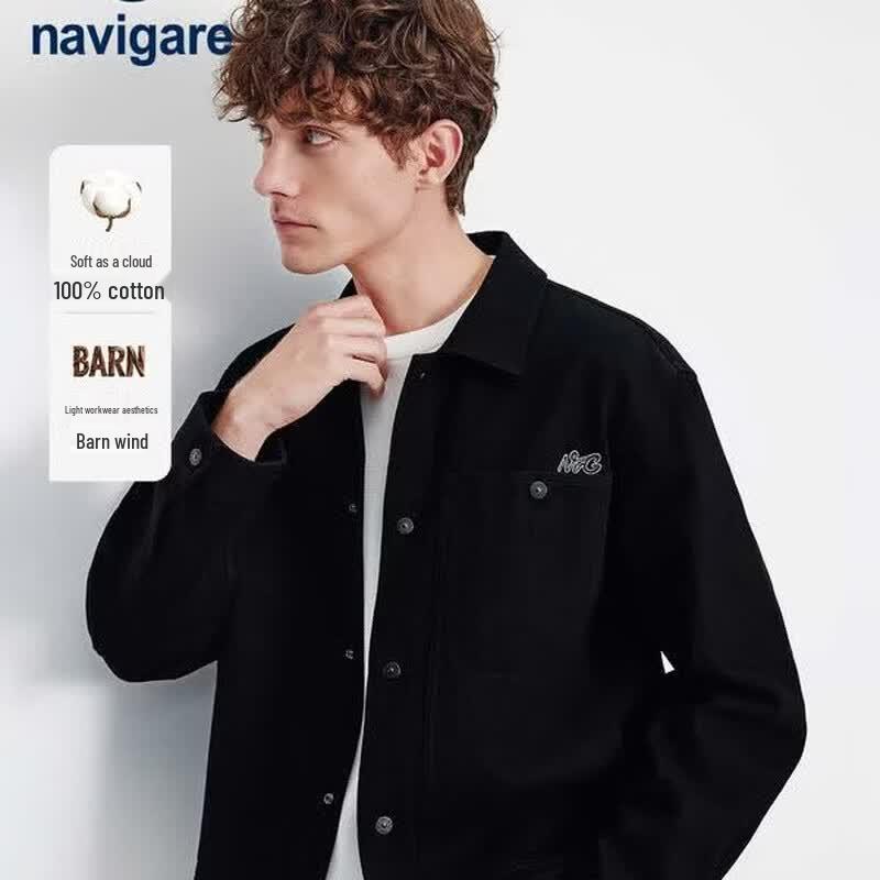 Navigare Men's Loose-Fit Cotton Denim Jacket