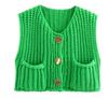2025 Autumn/Winter Women's V-Neck Sleeveless Three-Button Knit Cardigan Vest