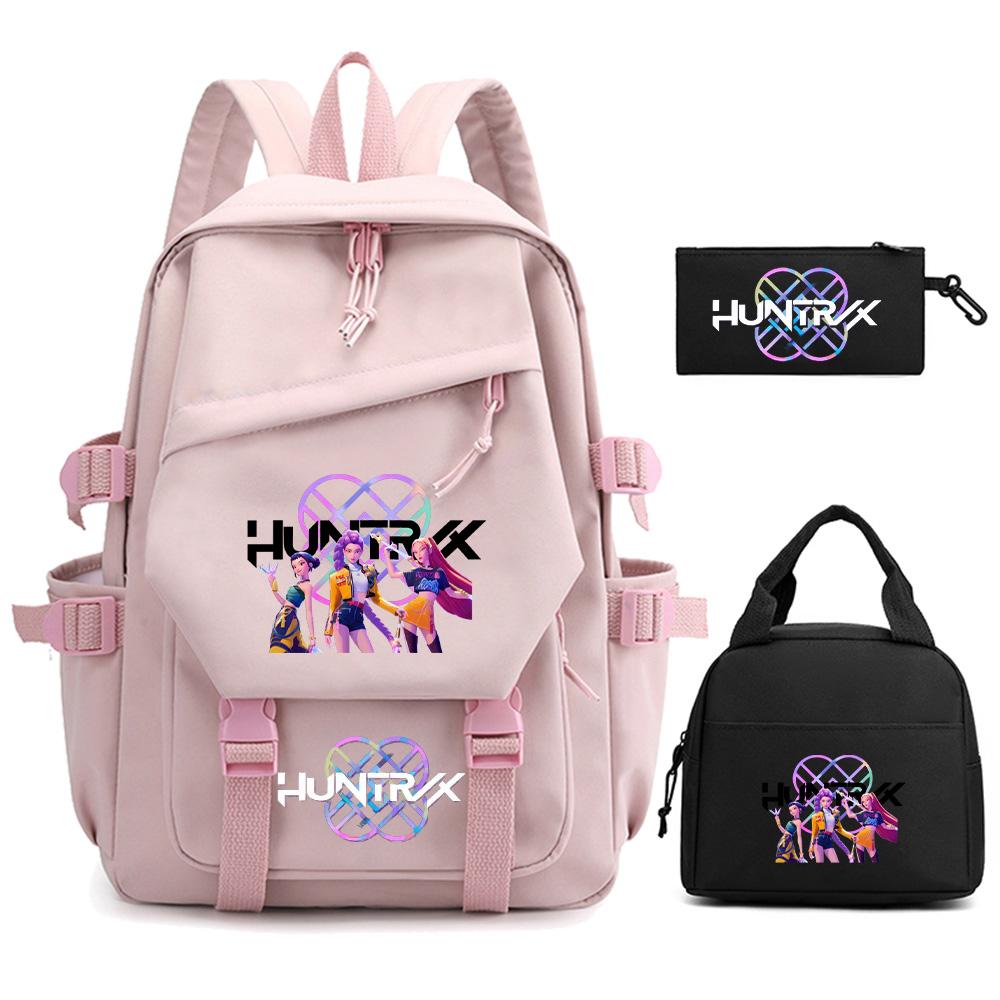 3 Stück/Set Cartoon Kpop Dämonenjäger Bedruckter Rucksack für Teenager Kinder Schüler Große Kapazität Schultasche Mädchen Geschenk Frauen wasserdichte Reisetasche