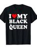 Unisex Unisex T-Shirt Short Sleeve Top White I Love My Black Queen with Red Heart Pattern And Small Crown On Letter Q. Soft And Comfortable Machine Wa