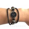 Bracciale Pentagramma di Baphomet Satanico Bangle in Pelle Nera/Marrone Gotico Satanismo Male Occulto Pentacolo Gioiello Amuleto Pagano Regalo