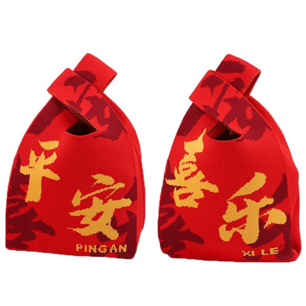 Chinese Style New Year Gift Bag Red Knot Wrist Bag Fashion Spring Festival Handbag Gift Wrap