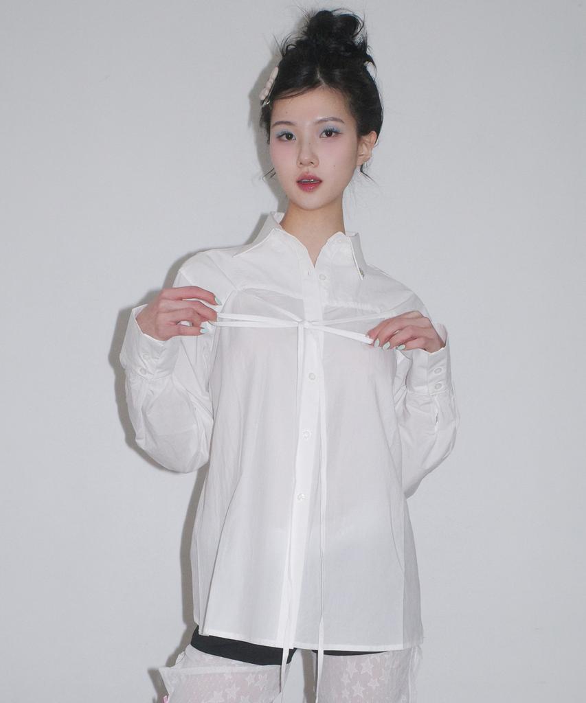 FAKIII Tulip Back Slit Multi Shirt_Ivory