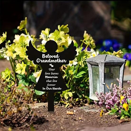 Pet Tombstone Religious Symbol Angel Shape Memorial Stone Pet Loss Gift Cat Dog Remembrance Headstone for Garden Yard