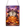 2D Flat, 1pc Cute Witch Kitten Pumpkin Aluminum Sign, Halloween Wall Decor, Mystery Wall Art for Halloween Themed Space - Perfect for Spooky