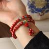 Natural Cinnabar Bracelet with Imperial Yuanbao Pendant - Single or Double Loop for Men and Women
