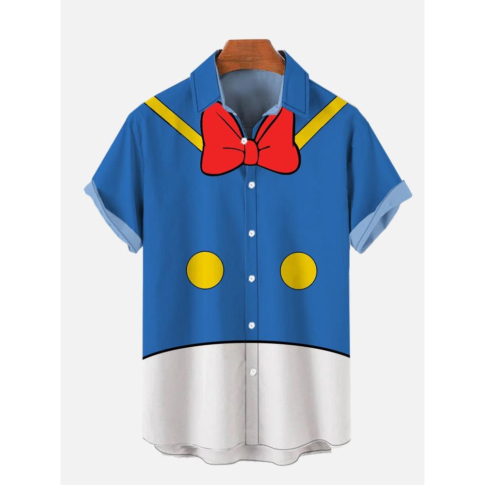 Unisex Men's Cosplay Shirts 3D Prints Splicing Cartoon Cute Duck Printing Short Sleeve Shirt Fashion Hawaiian Shirts For Men