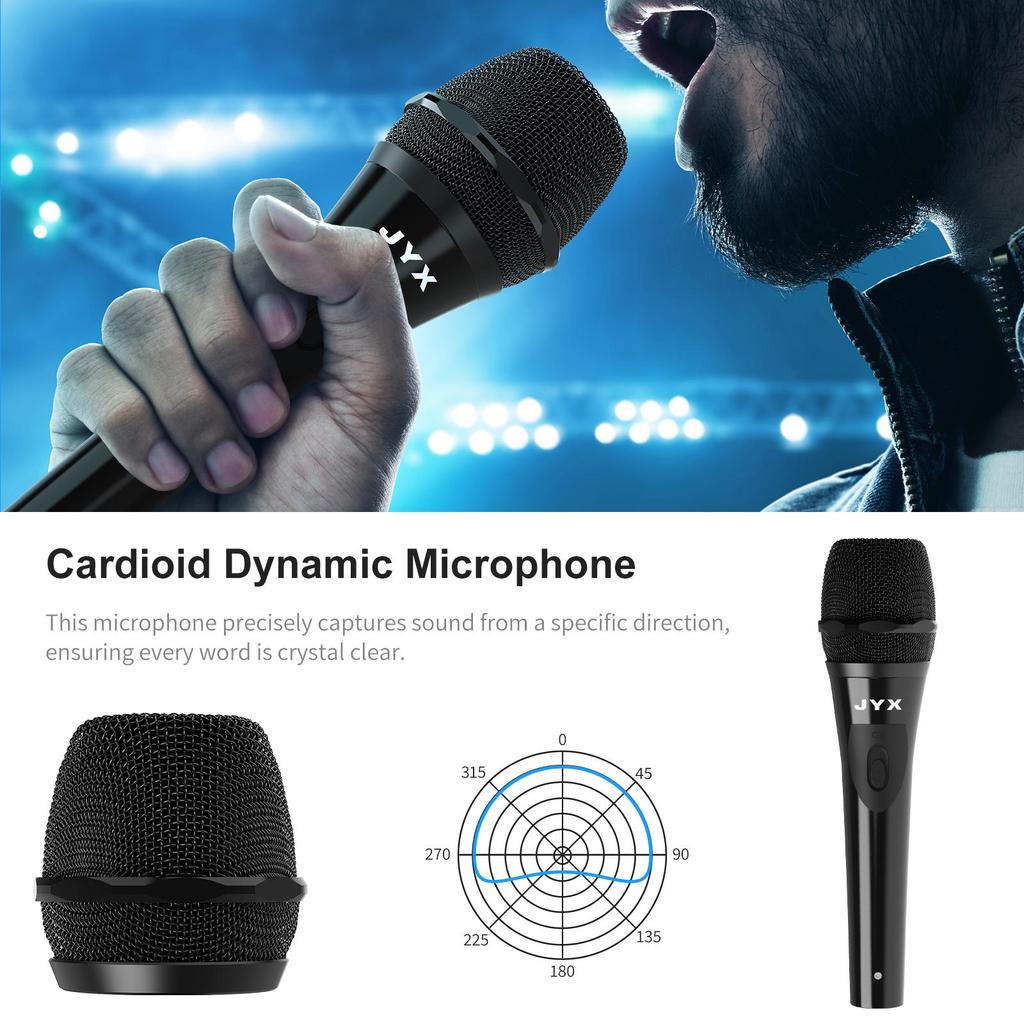 Dynamic Wired Microphone, 6.35mm Cardioid Karaoke Mic for Professional Setting, Handheld Vocal Microphone for Karaoke Machine