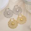 Dawapara Stainless Steel Bohemian Hoop Earrings Filigree Mandala Sacred Geometry Amulet Wiccan Earrings Women Jewelry