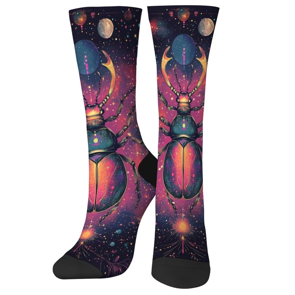 Galaxy Beetle Creative Print Socks Stretch Comfort Socks Unisex Novel Whimsical Design Harajuku Retro Style Crazy Happy Socks