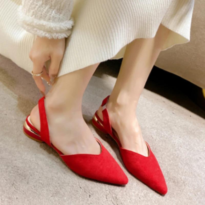 Women Pointed Toe Sandals 2024 Spring New Fashion Shoes Trend Slides Dress Slingback Flip Flops Elegant Walking Classic Slippers