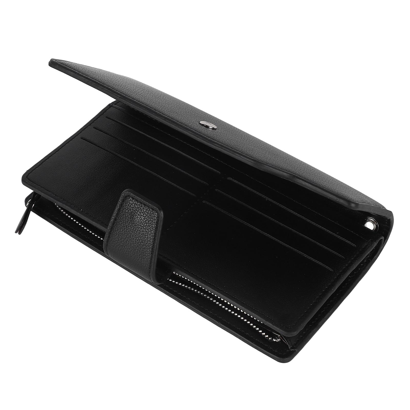 

Business Men Wallet Large Capacity PU Leather Handheld Purse Credit Card Money Holder Black Free Size