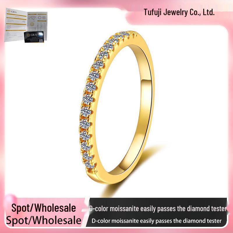 18K Gold Plated S925 Sterling Silver Moissanite Ring - Simple Jewelry Design
