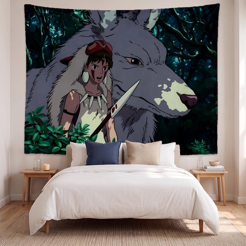 Prinzessin Mononoke (14) Künstlerisches Wandbehang-Gobelin für Haus Schlafzimmer Wohnzimmer Dekor Tolle Geschenkidee