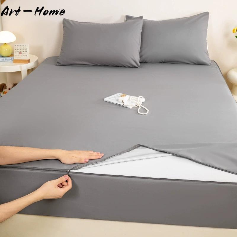 Waterproof Mattress Cover with Zipper 6-Sides All Inclusive Mattress Protector Bed Cover Anti-slip Fitted Bed Sheet Customizable