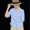 Modal Blend French Pleated Mid-Sleeve Blouse