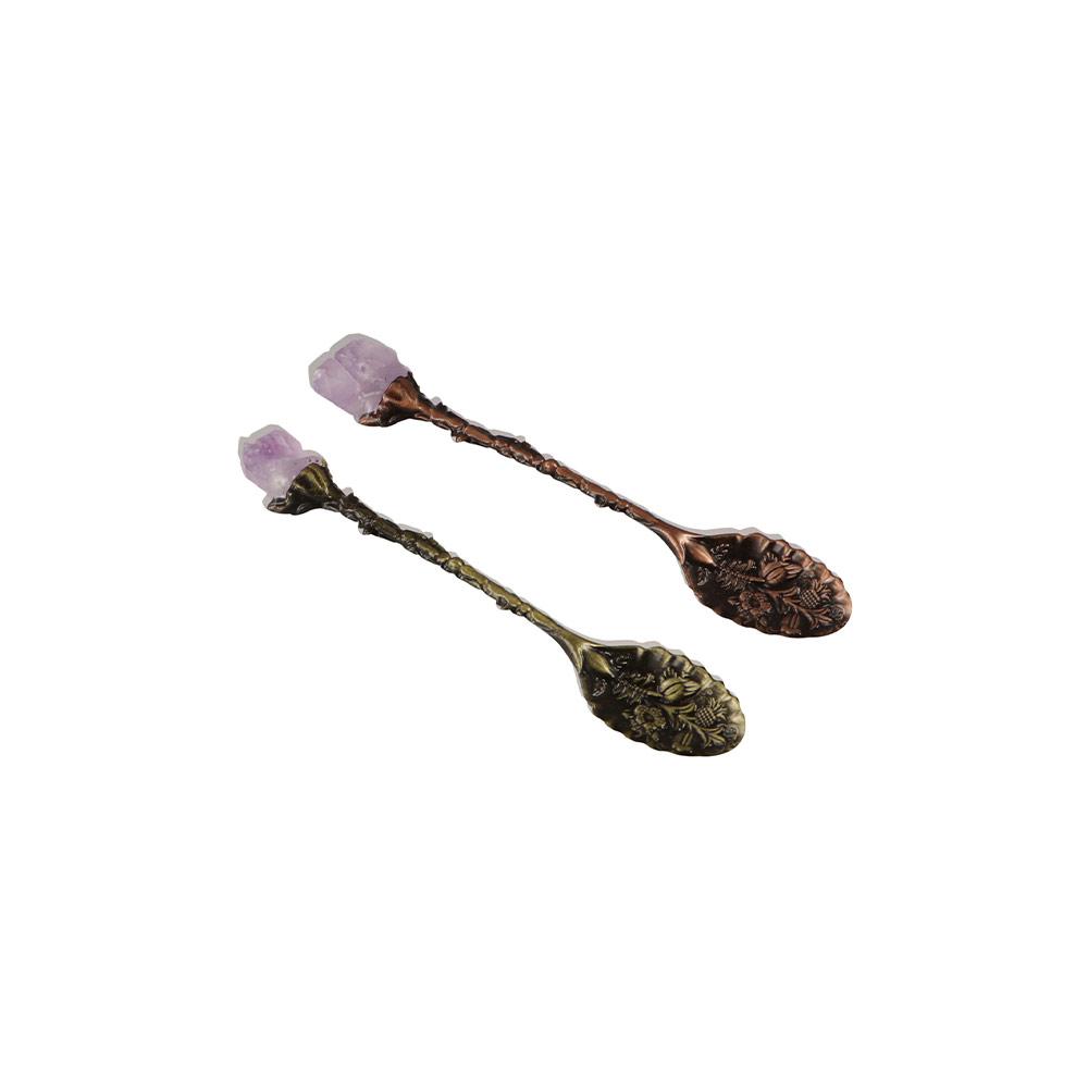 Cream Round Natural Amethyst Bar Stirring Scoop Tea Spoon Kitchen Supplies Coffee Spoon Tableware