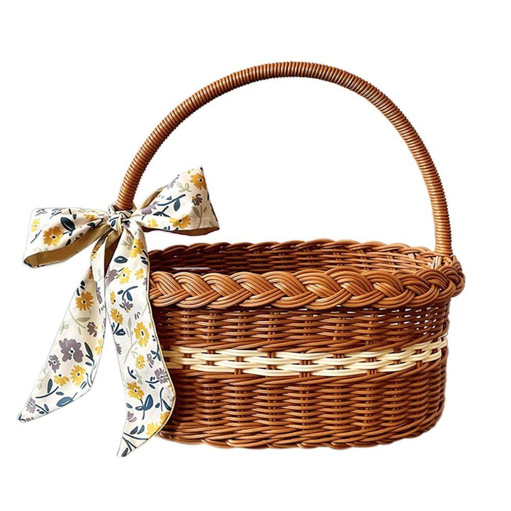 Willow Rattan Flower Basket Sturdy Storage with Handle Vegetable Storage Basket Handmade with Taurus Flower Arrangement Basket