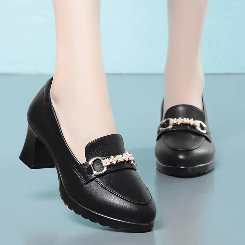 Mode Frühling und Herbst Mode Sexy Bequem Quadratische Zehe Einfarbig Metall Bankett Damen High Heels Damenschuhe Zapatillas Mujer