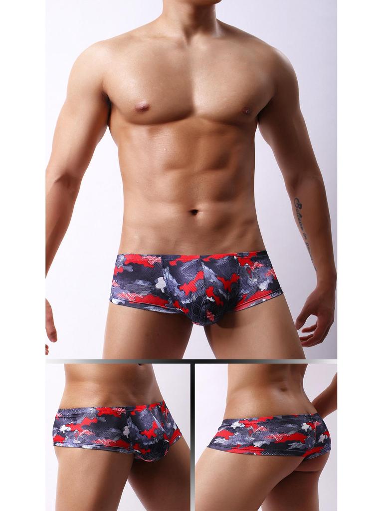 European and American Low-Rise Men's Head Print Mesh Underwear with Moisture-Wicking and Breathable Fabric
