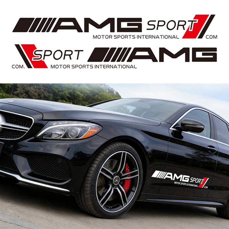 2Pcs Car Door Side Sticker Auto Body Styling Decoration Decals For Mercedes Benz AMG E S C A B Class GLE GLS CLS GLC CLA GLA GLK EE18