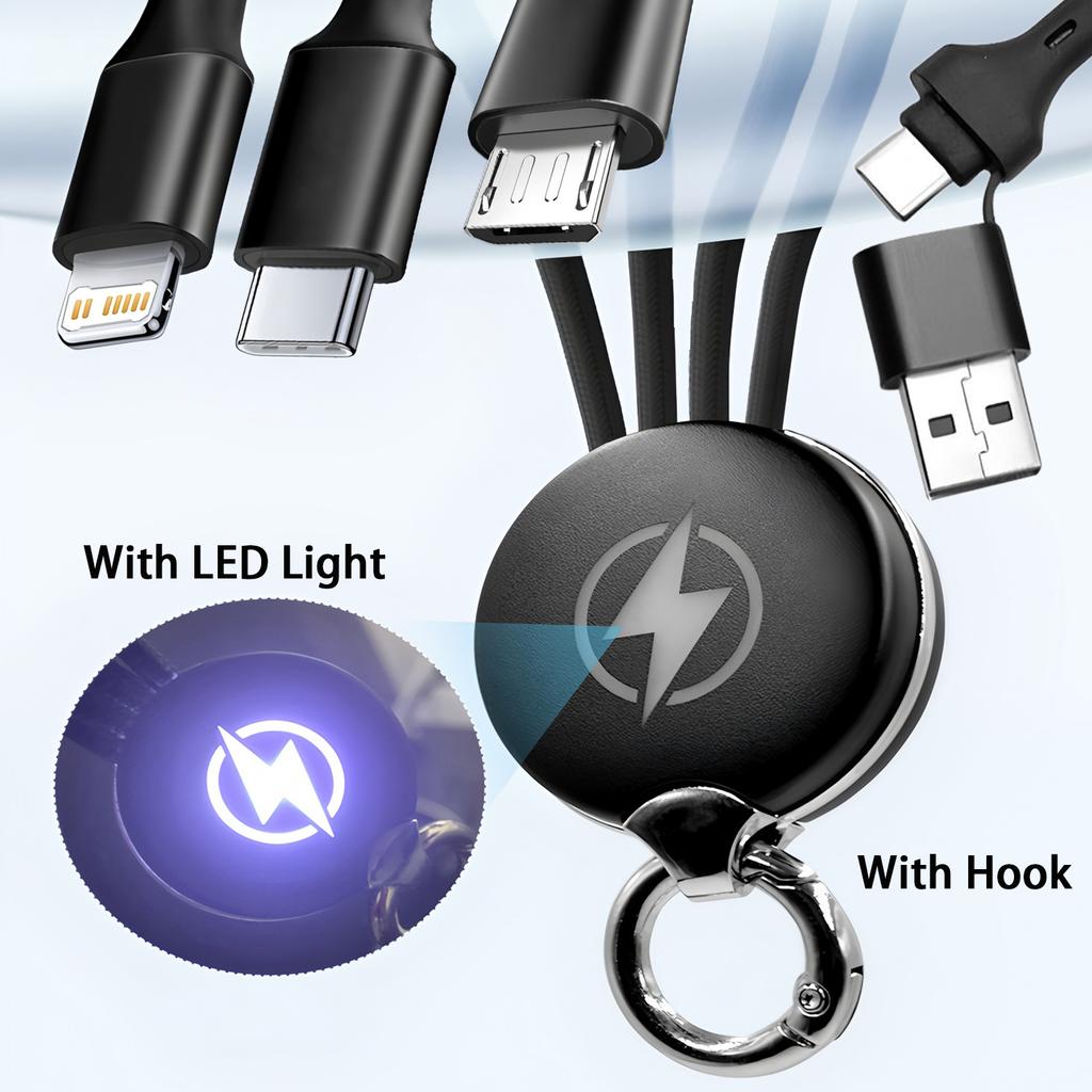 3 In 2 USB Fast Charging Cable Multi Charger Cord Nylon Braided Type C Micro IOS Charging Cable for iPhone Samsung